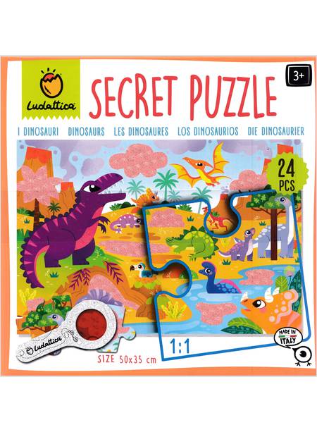 DINOSAURI SECRET PUZZLE 50 X 35 24 PEZZI DAI 3 ANNI