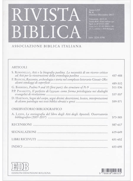 RIVISTA BIBLICA (2017). VOL. 4