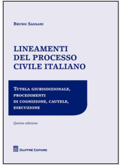 LINEAMENTI DEL PROCESSO CIVILE ITALIANO. TUTELA GIURISDIZIONALE, PROCEDIMENTI DI