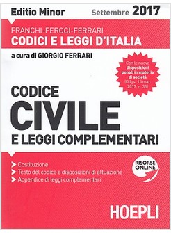 CODICE CIVILE 2017. EDIZ. MINORE