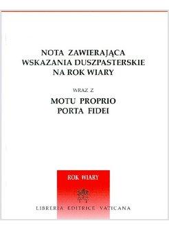 NOTA ZAWIERAJACA WSKAZANIA DUSZPASTERSKIE NA ROK WIARY-NOTA CON INDICAZIONI