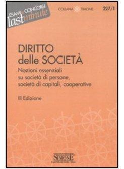 ELEMENTI DI DIRITTO DELLE SOCIETA NOZIONI ESSENZIALI SU SOCIETA' DI PERSONE,