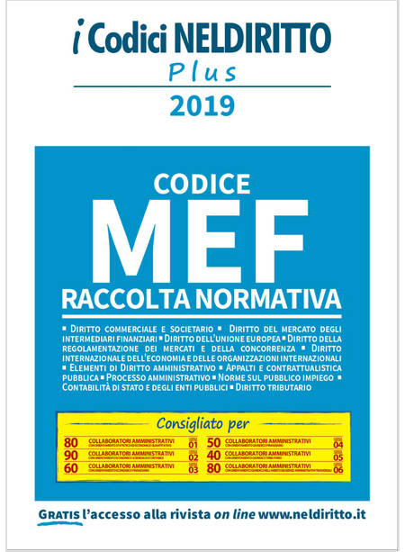 CODICE MEF RACCOLTA NORMATIVA 2019