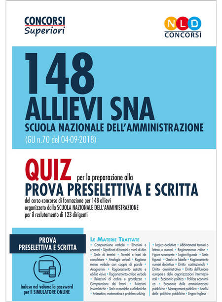 148 ALLIEVI SNA SCUOLA NAZIONALE DELL'AMMINISTRAZIONE QUIZ PROVA PRESELETTIVA