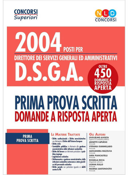 2004 DSGA. PRIMA PROVA SCRITTA. DOMANDE A RISPOSTA APERTA