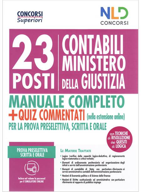 23 POSTI CONTABILI MINISTERO DELLA GIUSTIZIA MANUALE COMPLETO + QUIZ COMMENTATI