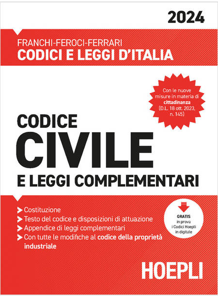 CODICE CIVILE E LEGGI COMPLEMENTARI 2024. CON ESPANSIONE ONLINE