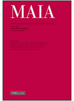 MAIA. RIVISTA DI LETTERATURE CLASSICHE (2015). VOL. 1