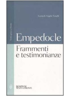 FRAMMENTI E TESTIMONIANZE ORIGINI PURIFICAZIONI TESTO GRECO A FRONTE