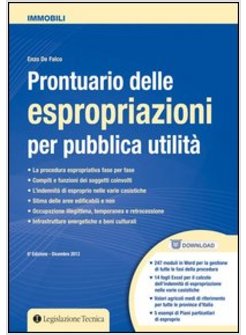 PRONTUARIO DELLE ESPROPRIAZIONI PER PUBBLICA UTILITA'. CON CD-ROM