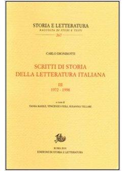 SCRITTI DI STORIA DELLA LETTERATURA ITALIANA