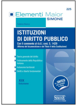 ISTITUZIONI DI DIRITTO PUBBLICO. XIX EDIZIONE.