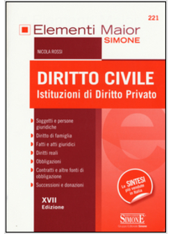 ELEMENTI DI DIRITTO CIVILE ISTITUZIONI DI DIRITTO PRIVATO