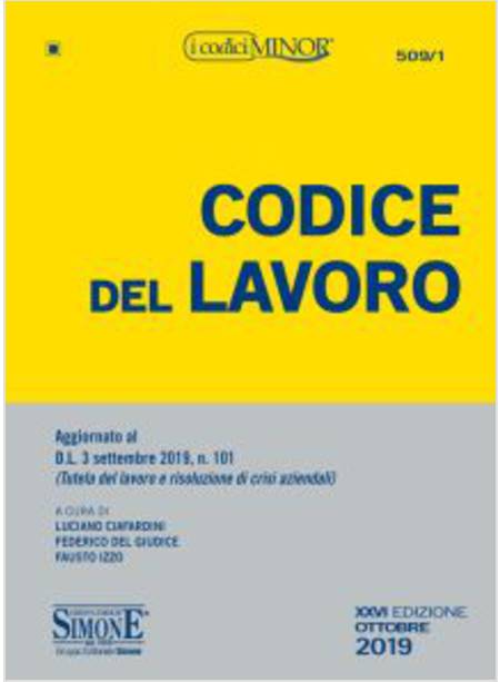 CODICE DEL LAVORO XXVI EDIZIONE OTTOBRE 2019