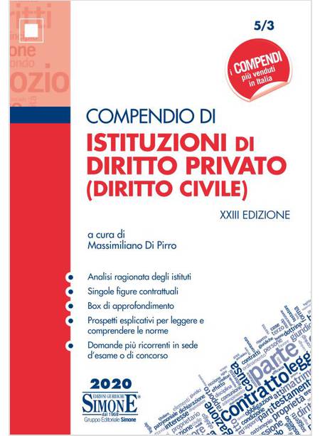 COMPENDIO DI ISTITUZIONI DI DIRITTO PRIVATO (DIRITTO CIVILE) XXIII EDIZIONE