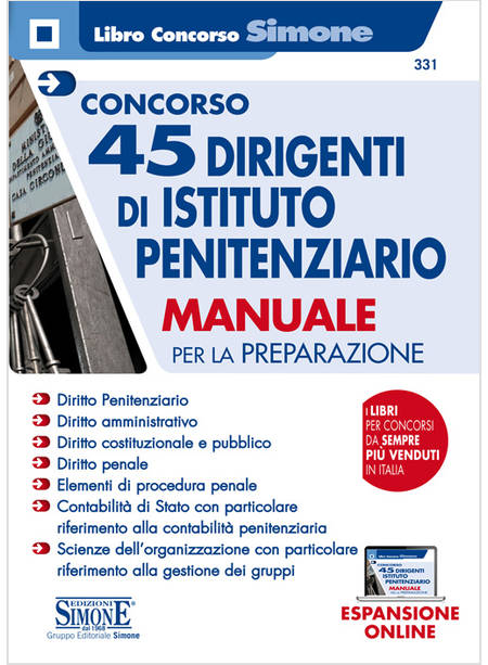 CONCORSO 45 DIRIGENTI DI ISTITUTO PENITENZIARIO MANUALE PER LA  PREPARAZIONE