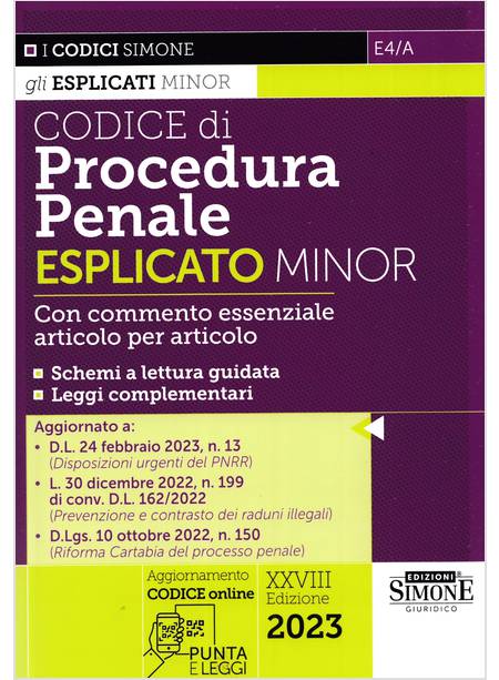 CODICE DI PROCEDURA PENALE ESPLICATO MINOR 2023