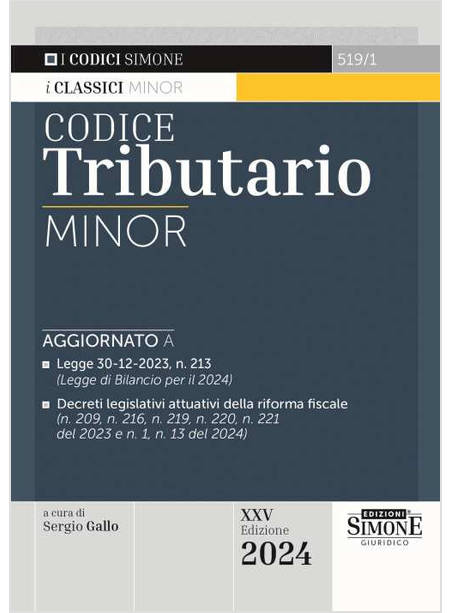 CODICE TRIBUTARIO. EDIZ. MINOR