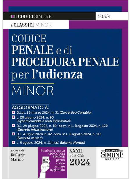 CODICE PENALE E DI PROCEDURA PENALE PER L'UDIENZA MINOR 