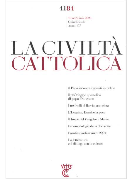 LA CIVILTA' CATTOLICA 4184 19 OTT/2 NOV 24 IL PAPA INCONTRA I GESUITI IN BELGIO